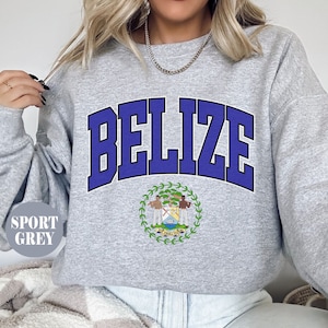 Belize Sweatshirt, Unisex Soft and Comfortable Belize Emblem Crewneck Pullover, Belizean Gifts, Belizean coat of arms