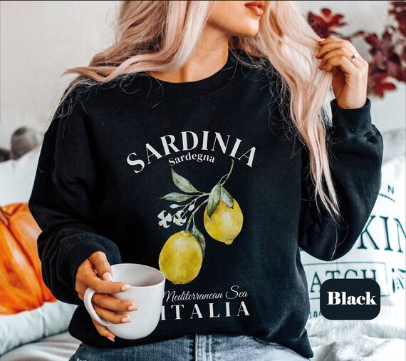 Sardinia Island Sargenda Italia Lemon Sweatshirt womens Italy Crewneck Sweater mediterranean Sea Gift Souvenir piedmont porto Rafael Etsy Ireland