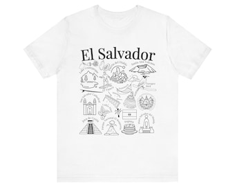 Maglietta El Salvador, maglietta unisex con monumenti e disegni di El Salvador, souvenir di viaggio salvadoregno, maglietta America Centrale