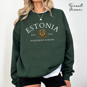 Estonia Sweatshirt, Estonia Crewneck Pullover, Baltic Gift Souvenir, Estonia Unisex Clothing Apparel, Tallinn Vacation Travel