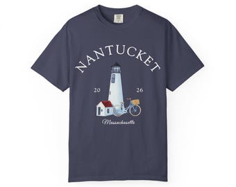 T-shirt unisex personalizzata Nantucket tinta in capo, colori comfort