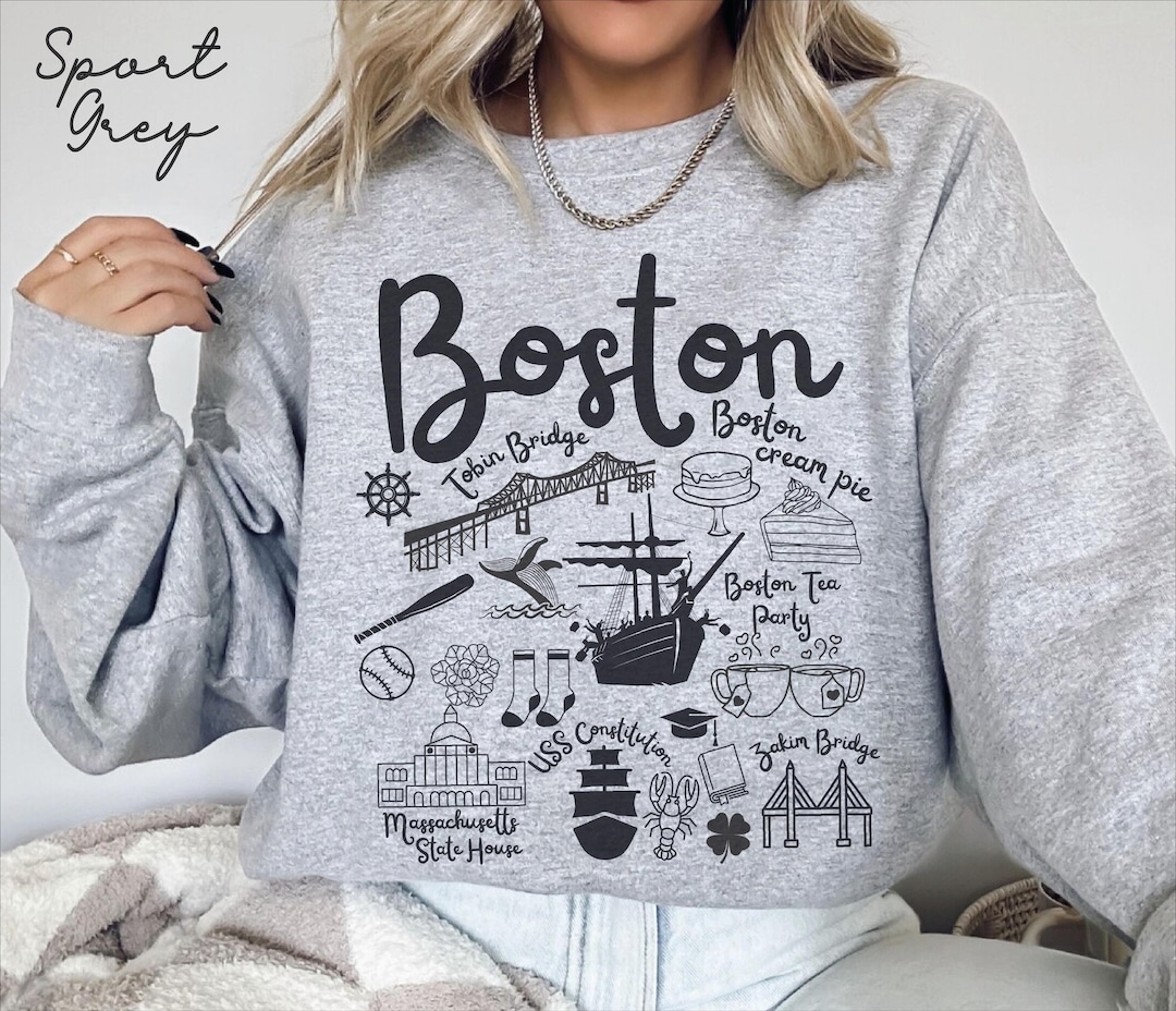 Boston Sweatshirt, Boston Landmarks Unisex Crewneck Pullover ...