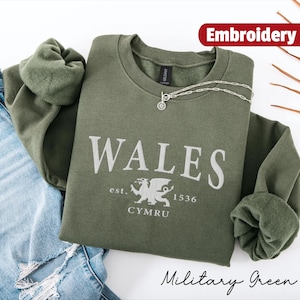 Wales embroidery sweatshirt, Wales embroidered Flag crewneck sweater, Welsh Travel Gift Souvenir, Wales Unisex pullover