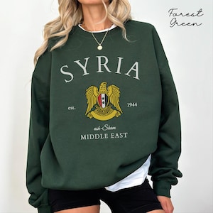 Syria sweatshirt, Syria Flag Unisex pullover hoodie, Syrian gifts souvenir,Middle East sweater crewneck