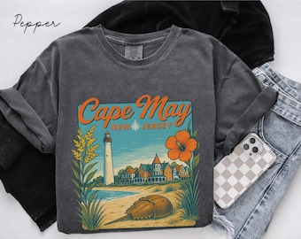 Cape May Vintage Graphic T-Shirt, Cape May Retro Grunge Comfort Colors® tee, New Jersey holiday souvenir gift, Cape May Unisex travel shirt