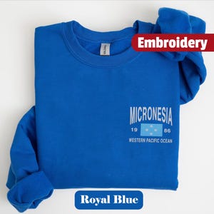 Micronesia Embroidered Sweatshirt Micronesian Flag Holiday Island Palikir Unisex Vintage Embroidery Crewneck Sweater Retro Gift Souvenir