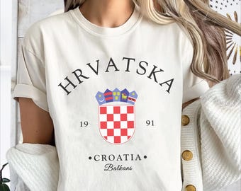 Croatia Comfort Colors® Tee Shirt, Hrvatska Croatian Unisex Shirt, Croatia T-Shirt Travel Gift Souvenir, Croatian Balkans Holiday Tee