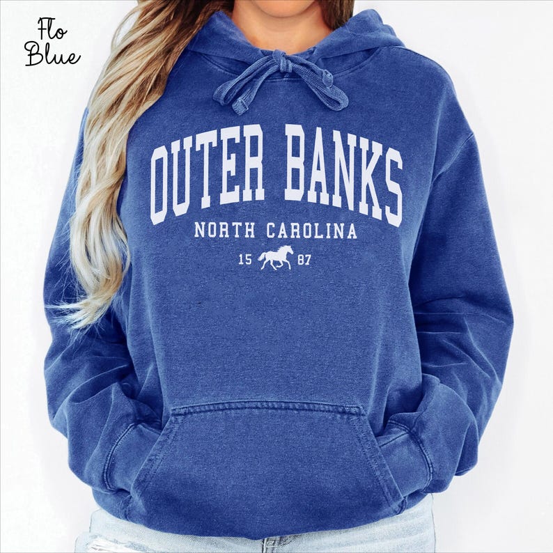 Outer Banks North Carolina Unisex Comfort Colors T-shirt, Crewneck Sweatshirt, Hoodie, Long Sleeve Tee,OBX horse Vacation Gift Souvenir image 7