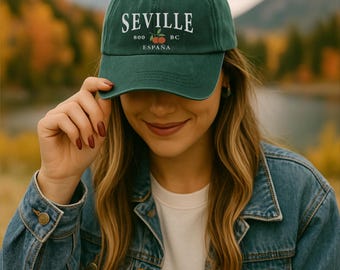 Seville embroidery Hat, Spain embroidered Flag Classic Dad Cap, Spanish Oranges gift souvenir