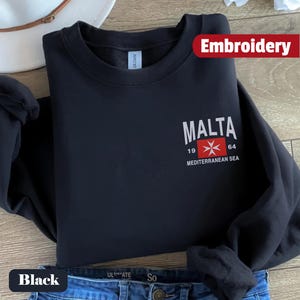 Malta besticktes Sweatshirt Maltesische Flagge Urlaub Valletta Mittelmeer Unisex Vintage Stickerei Rundhalspullover Retro Geschenk Souvenir