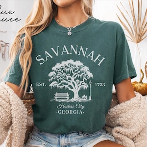 Camiseta Savannah Comfort Colors®, camiseta unisex de Georgia, camiseta de Savannah, regalo de viaje, camiseta navideña de Georgia imagen 1