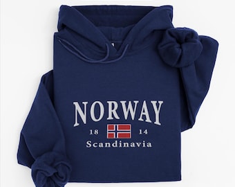 Norway Embroidery Hoodie, Norwegian Embroidered Flag Hooded