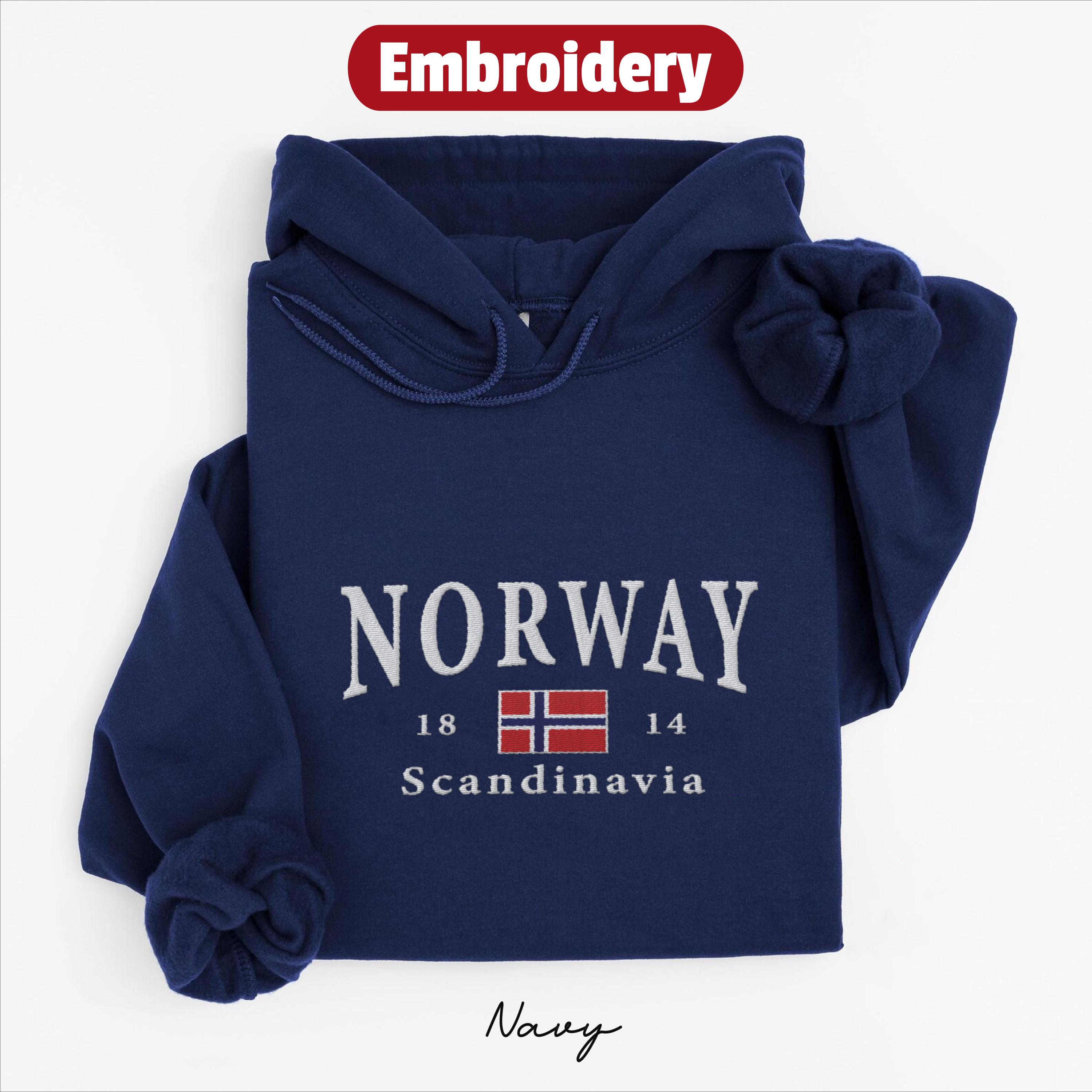 Norway Embroidery Hoodie, Norwegian Embroidered Flag Hooded 