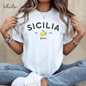 Sicilia Shirt, Sicily lemons Unisex T-Shirt, Sicily Tee Gift Souvenir, Italy tshirt, Mediterranean Holiday