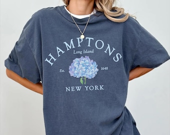Hamptons Hydrangea Comfort Colors® T-shirt, New York Unisex Sweatshirt crewneck, hoodie sweater, Long Sleeve Tee, Long Island Gift souvenir