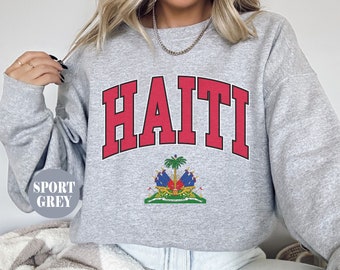 Haiti Sweatshirt, Unisex Soft and Comfortable Haiti Emblem Crewneck Pullover, Haitian Gifts, Haitian coat of arms