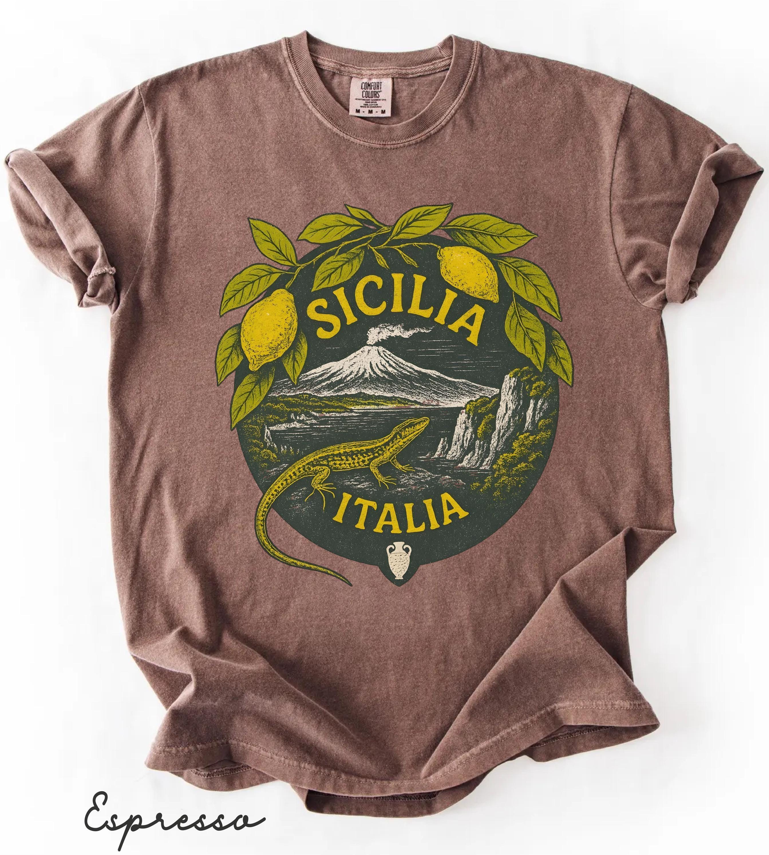 T-shirt Vintage Sicile – Design Citrons Méditerranéens Et Fleurs D’agrumes, Pour Hommes, Femmes Et Enfants