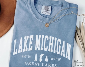 Lake Michigan Comfort Colors Tee Shirt, Michigan  Vacation Tshirt, Great Lakes Gift Souvenir, Lake Michigan Holiday Shirt