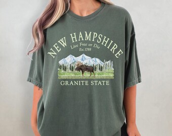 New Hampshire Comfort Colors® T-shirt, Granite State Unisex Sweatshirt crewneck, hoodie sweater, Long Sleeve Tee, Mountain Moose  souvenir