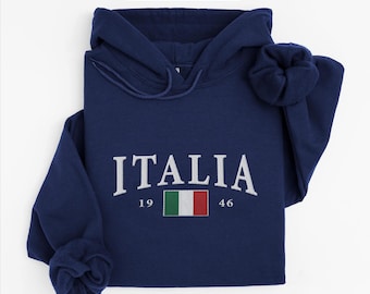 Italia embroidery hoodie,Italy embroidered Flag Hooded Sweatshirt , Italian Travel Gift Souvenir, Italy Unisex pullover