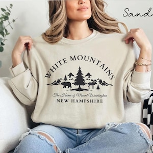 Sudadera de las Montañas Blancas, suéter de cuello redondo de New Hampshire, sudadera con capucha unisex de las Montañas Blancas, regalos y souvenirs de New Hampshire