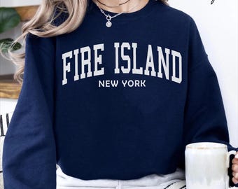 Fire Island-tröja, New York-tröja med rund hals, Fire Island New York-semestertröja, New York-resesouvenir