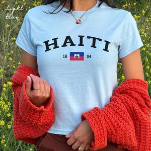 Haiti Women's Baby Tee, Haitian Flag Y2K T-shirt, Haiti Travel Crop Tee, Vintage 2000s 90's Baby Tee, Port-au-Prince Holiday Shirt image 4