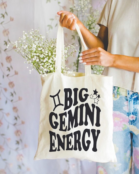 Big Gemini Energy Tote Bag Horoscope Gemini Gift Zodiac Sign Tote