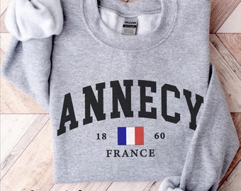 Annecy sweatshirt, French Alps crewneck sweater, France Flag  Holiday pullover, Lake Annecy Travel Gift Souvenir