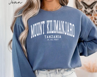 Mount Kilimanjaro Tanzania Unisex Comfort Colors T-shirt, Crewneck Sweatshirt, Hoodie, Long Sleeve Tee, African Safari Travel Gift Souvenir