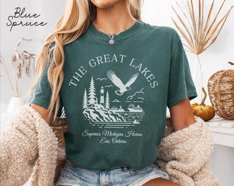 The Great Lakes Comfort Colors® Tee Shirt,  Lake Ontario Unisex Shirt,Great Lakes Travel Gift Souvenir,Michigan Tee ,Hiking Nature lover tee