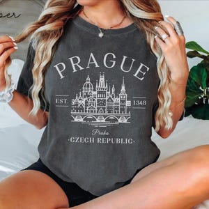 Prague Comfort Colors® Tee Shirt, Czech Republic Unisex Shirt, Bohemian Travel Gift Souvenir, Czechia holiday Tee