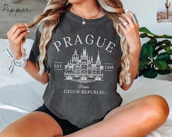 Prague Comfort Colors® Tee Shirt, Czech Republic Unisex Shirt, Bohemian Travel Gift Souvenir, Czechia holiday Tee