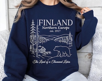 Finland sweatshirt, Finland crewneck sweater, Helsinki Holiday pullover, Finnish Travel Gift Souvenir