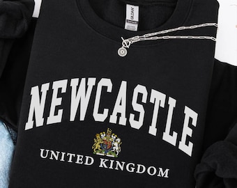 Newcastle sweatshirt, United Kingom Flag crewneck sweater, Newcastle Holiday pullover, England Travel Gift Souvenir