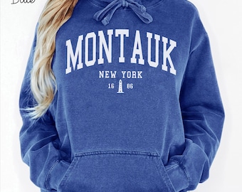 Montauk New York Unisex Comfort Colors T-shirt, Crewneck Sweatshirt, Hoodie Pullover, Long Sleeve Tee, Long Island Vacation Gift Souvenir