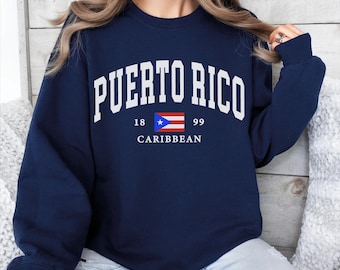 Felpa di Porto Rico, maglione girocollo con bandiera di Porto Rico, pullover per le vacanze ai Caraibi, souvenir di viaggio portoricano