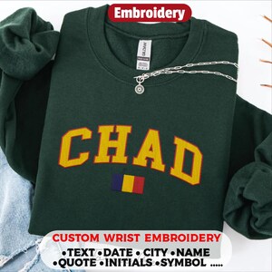 Chad embroidered sweatshirt crewneck, Chadian Custom Flag embroidery hoodie, Chad hat - dad cap, Chadian travel gift souvenir