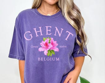 Ghent Comfort Colors® T-shirt, Belgium azalea flower Unisex Sweatshirt crewneck, hoodie sweater, Long Sleeve Tee, Belgian Vacation souvenir