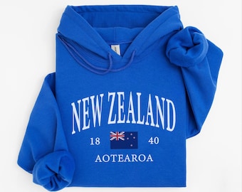 New Zealand hoodie, New Zealand Flag Hooded Sweatshirt, Auckland Holiday pullover, Kiwi  Travel Gift Souvenir