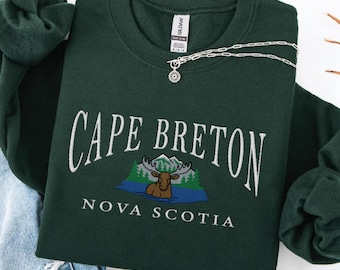Cape Breton embroidered sweatshirt, Nova Scotia embroidery crewneck sweater, Canada holiday pullover, Cape Breton travel gift souvenir