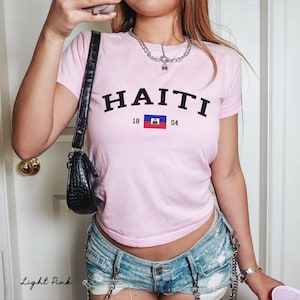 Haiti Women's Baby Tee, Haitian Flag Y2K T-shirt, Haiti Travel Crop Tee, Vintage 2000s 90's Baby Tee, Port-au-Prince Holiday Shirt image 7