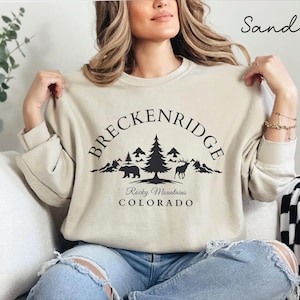 Sweat-shirt Breckenridge, sweat à capuche col rond Colorado unisexe, cadeaux souvenirs du Colorado