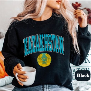Kazakhstan Sweatshirt, Unisex Soft and Comfortable Kazakhstan Emblem Crewneck Pullover, Kazakhstani Gifts, Kazakhstani coat of arms