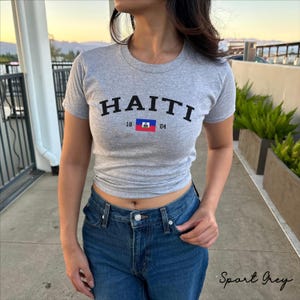 Haiti Women's Baby Tee, Haitian Flag Y2K T-shirt, Haiti Travel Crop Tee, Vintage 2000s 90's Baby Tee, Port-au-Prince Holiday Shirt image 6