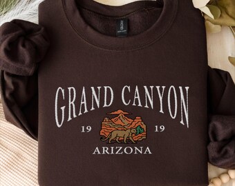 Broderad tröja med Grand Canyon-motiv, rund halsringning med broderi från Arizona, semestertröja med Grand Canyon-motiv, resepresent till Arizona som souvenir
