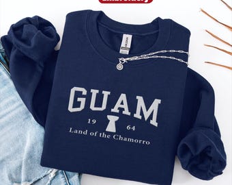 Guam geborduurd sweatshirt, Guam chamorro geborduurde ronde hals trui, Guam vakantietrui, Guam reiscadeau souvenir
