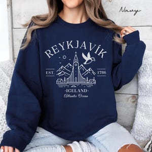 Sudadera de Reikiavik, suéter de cuello redondo de Islandia, suéter de vacaciones en Reikiavik, regalo de viaje de Islandia