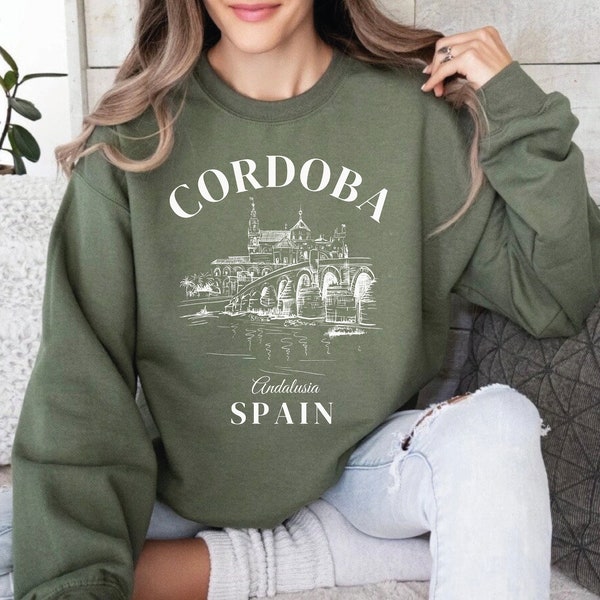 Cordoba Spain Sweatshirt,Vintage Womens Spain Crewneck sweater,Spanish Andalusia Unisex Pullover,Córdoba Andalusia holiday Souvenir gift