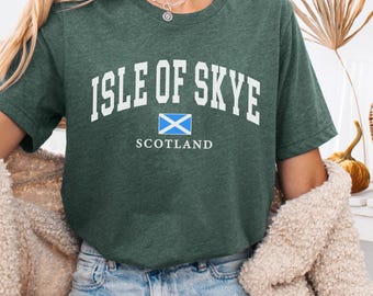Camiseta da Ilha de Skye, Camiseta com a Bandeira da Escócia, Camiseta Unissex da Escócia, Lembrança de Viagem à Escócia, Camiseta de Férias na Escócia